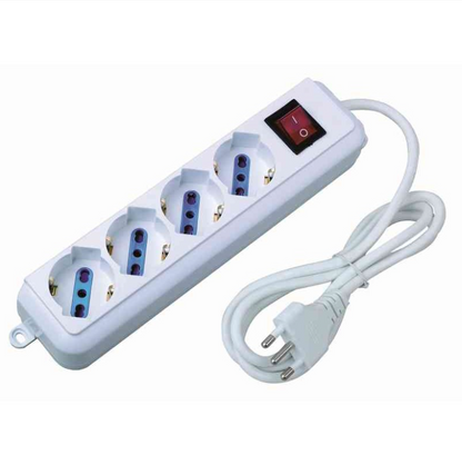 Ciabatta Multipresa Elettrica con 3/4/5/6 Posti Schuko Interruttore Accensione Bianca Pratica Cavo 3M Spina 16A