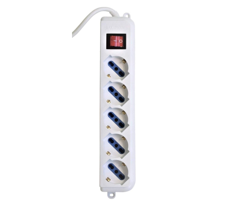 Ciabatta Multipresa Elettrica con 3/4/5/6 Posti Schuko Interruttore Accensione Bianca Pratica Cavo 3M Spina 16A