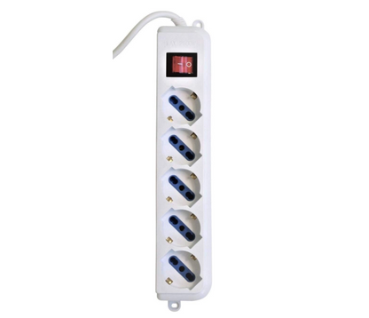 Ciabatta Multipresa Elettrica con 3/4/5/6 Posti Schuko Interruttore Accensione Bianca Pratica Cavo 3M Spina 16A