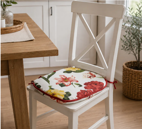 Vestito Cuscini Coprisedia 4 Pezzi 38x38 cm in Poliestere con Lacci per Sedia da Cucina e Sala da Pranzo Design Decorativo Versatile