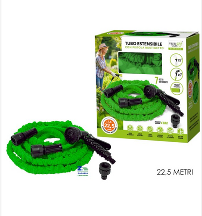 Tubo Estensibile da Giardino 22,5 MT con Pistola Multigetto 7 Modalità di Spruzzo e Accessori Super Leggero e Flessibile