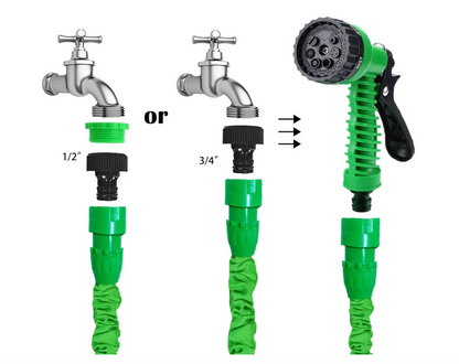 Tubo Estensibile da Giardino 15 MT con Pistola Multigetto 7 Modalità di Spruzzo e Accessori Super Leggero e Flessibile