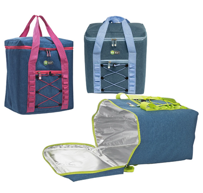 Jeans Cooler Bag 20 Liters h34x29x20 cm High-Performance Insulation Water-Resistant with Secure Zipper and Robust Handles for Travel and Outdoor Activities
