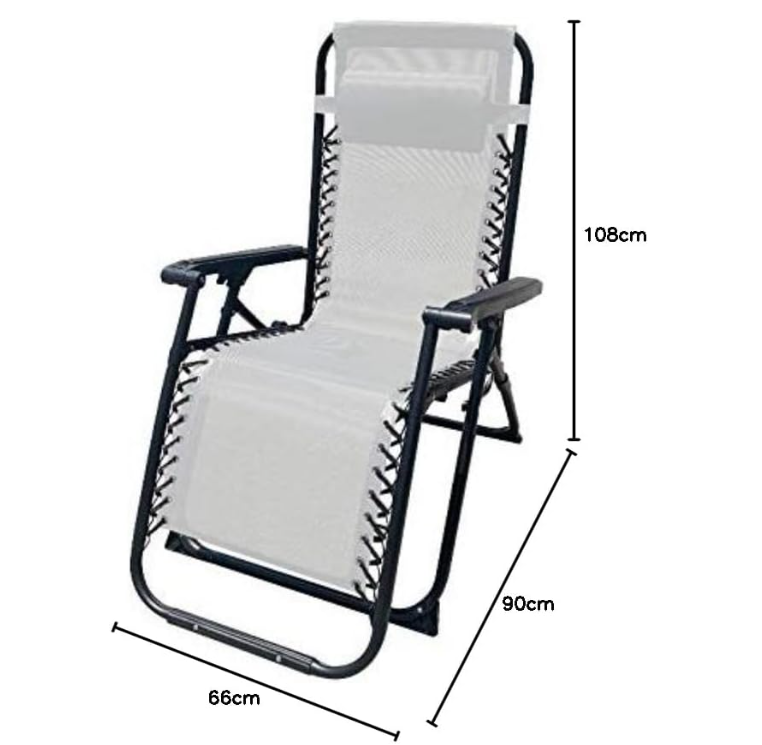 Marbueno Steel Garden Deck Chair with Armrests, Foldable, Pink and White Fabric Seat, 90x108x66 cm, Durable and Breathable