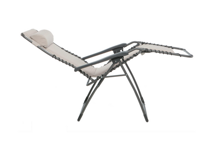Marbueno Steel Garden Deck Chair with Armrests, Foldable, Pink and White Fabric Seat, 90x108x66 cm, Durable and Breathable