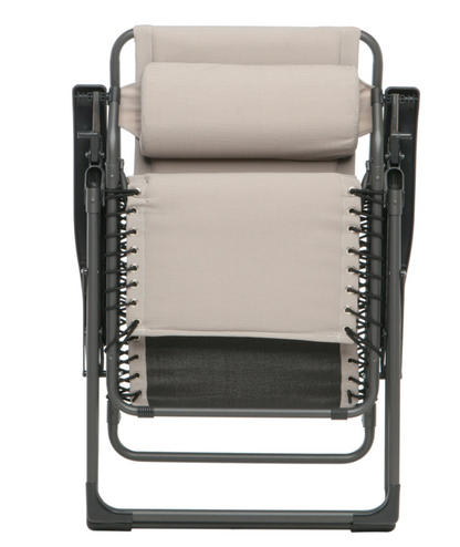 Marbueno Steel Garden Deck Chair with Armrests, Foldable, Pink and White Fabric Seat, 90x108x66 cm, Durable and Breathable
