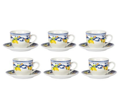 Servizio da Caffè in Porcellana Lemònia 9 cl 6 tazzine da caffè e 6 piattini coordinati.
