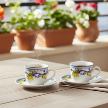 Servizio da Caffè in Porcellana Lemònia 9 cl 6 tazzine da caffè e 6 piattini coordinati.