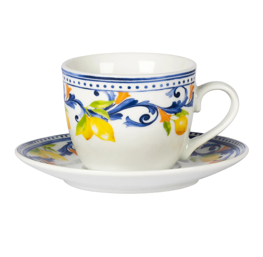 Servizio da Caffè in Porcellana Lemònia 9 cl 6 tazzine da caffè e 6 piattini coordinati.