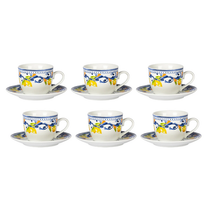 Servizio da Caffè in Porcellana Lemònia 9 cl 6 tazzine da caffè e 6 piattini coordinati.