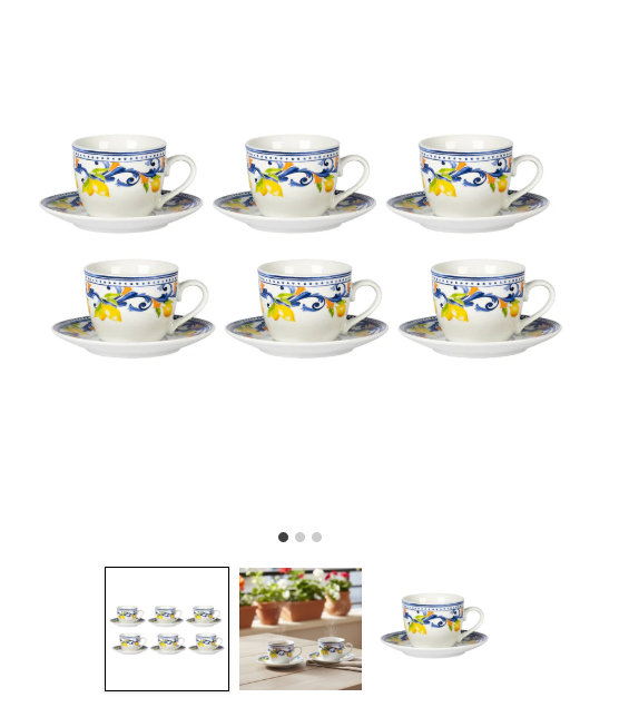 Servizio da Caffè in Porcellana Lemònia 9 cl 6 tazzine da caffè e 6 piattini coordinati.