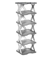 Scarpiera Pieghevole 6 Ripiani in Polipropilene h9-85x27x27 cm Struttura Salvaspazio Leggera e Durabile Design Moderno Montaggio Rapido Senza Attrezzi
