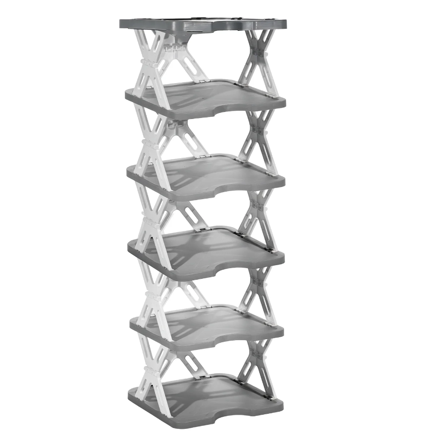 Scarpiera Pieghevole 6 Ripiani in Polipropilene h9-85x27x27 cm Struttura Salvaspazio Leggera e Durabile Design Moderno Montaggio Rapido Senza Attrezzi