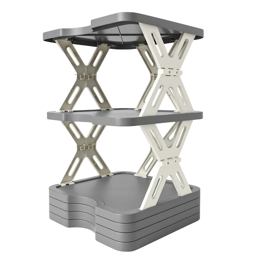 Scarpiera Pieghevole 6 Ripiani in Polipropilene h9-85x27x27 cm Struttura Salvaspazio Leggera e Durabile Design Moderno Montaggio Rapido Senza Attrezzi