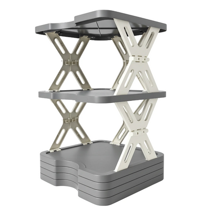 Scarpiera Pieghevole 6 Ripiani in Polipropilene h9-85x27x27 cm Struttura Salvaspazio Leggera e Durabile Design Moderno Montaggio Rapido Senza Attrezzi