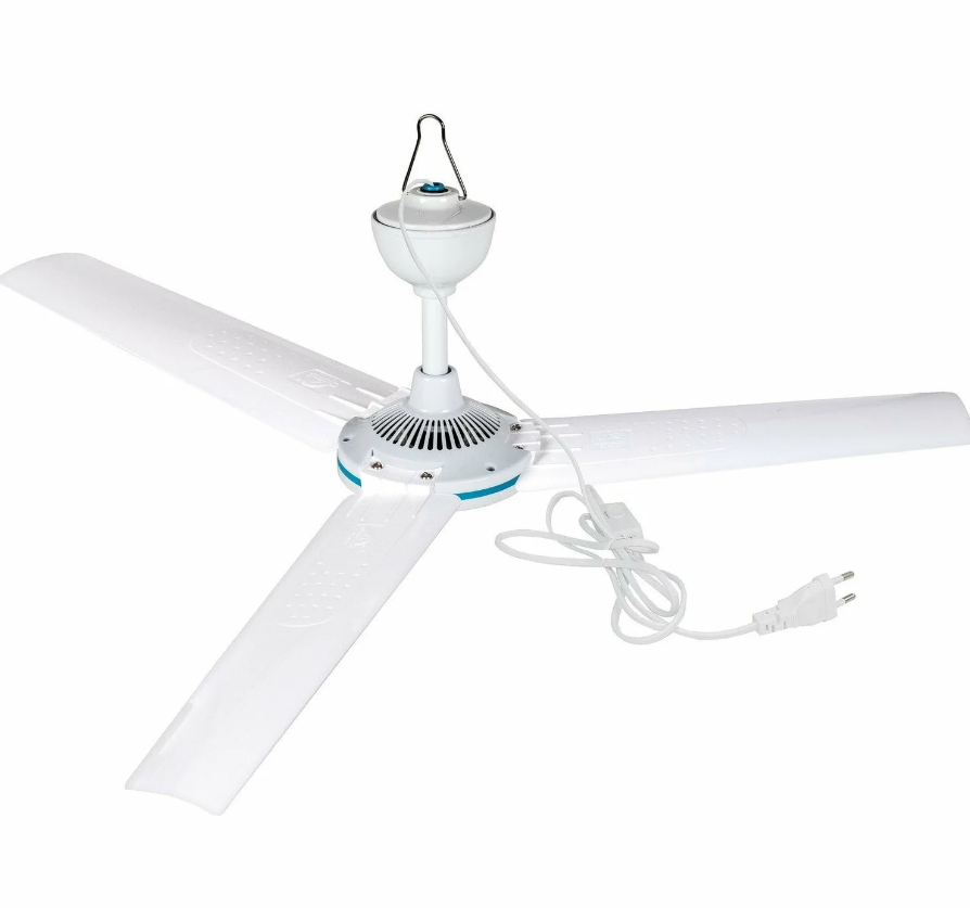 Ventilatore a Pale da Soffitto Portatile 23 Watt h24cm x ø90cm con 3 Pale in Plastica Resistente e Interruttore ON/OFF sul Cavo