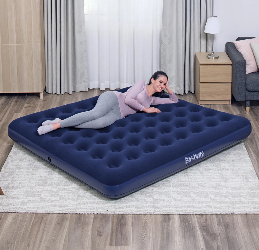 Bestway Materasso Matrimoniale Gonfiabile da Campeggio Blu 22x203x183 cm per 2 Persone Carico 300 kg Vinile Resistente