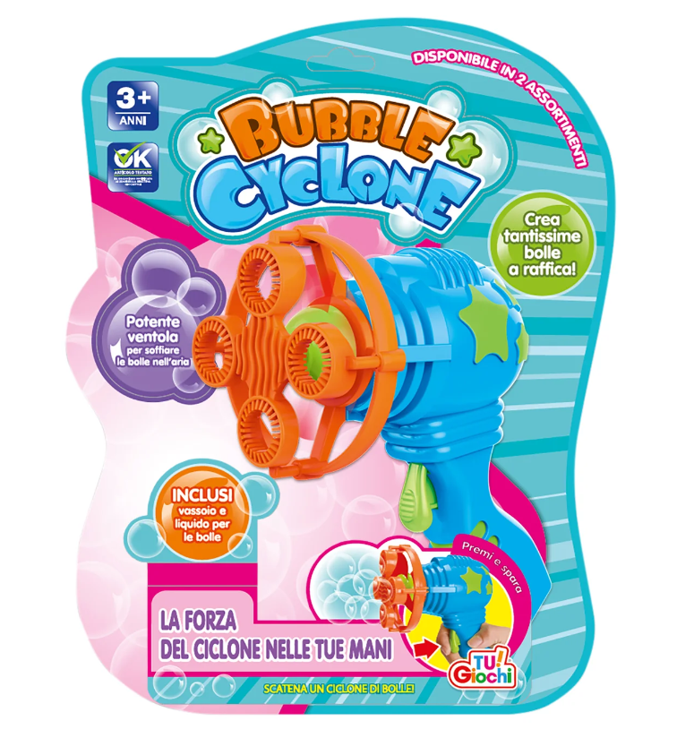 Bubble Cyclone Soap Bubble Gun with Powerful Fan and Lots of Bubbles for Guaranteed Fun Ages 3+ Accessories Included Ready to Play
