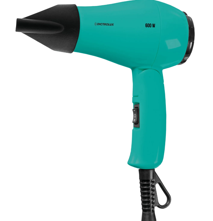Dictrolux Foldable Travel Hair Dryer 600 Watt with DC Motor 2 Speed Settings Cool Shot Nozzle and Diffuser Included