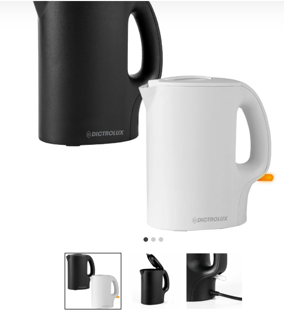 Bollitore Elettrico 1 Litro 900 Watt Nero con Coperchio Apribile per Uso Domestico Funzioni di Sicurezza e Beccuccio Anti Goccia