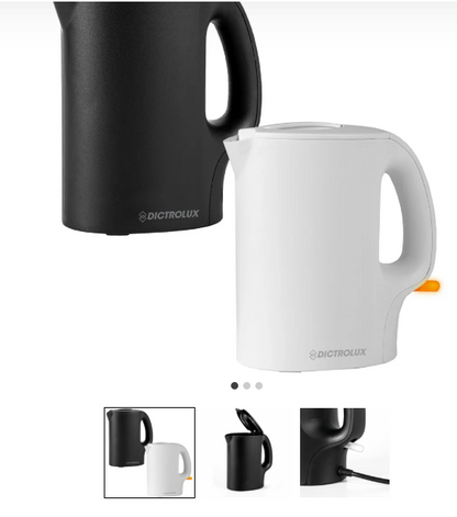 Bollitore Elettrico 1 Litro 900 Watt Nero con Coperchio Apribile per Uso Domestico Funzioni di Sicurezza e Beccuccio Anti Goccia