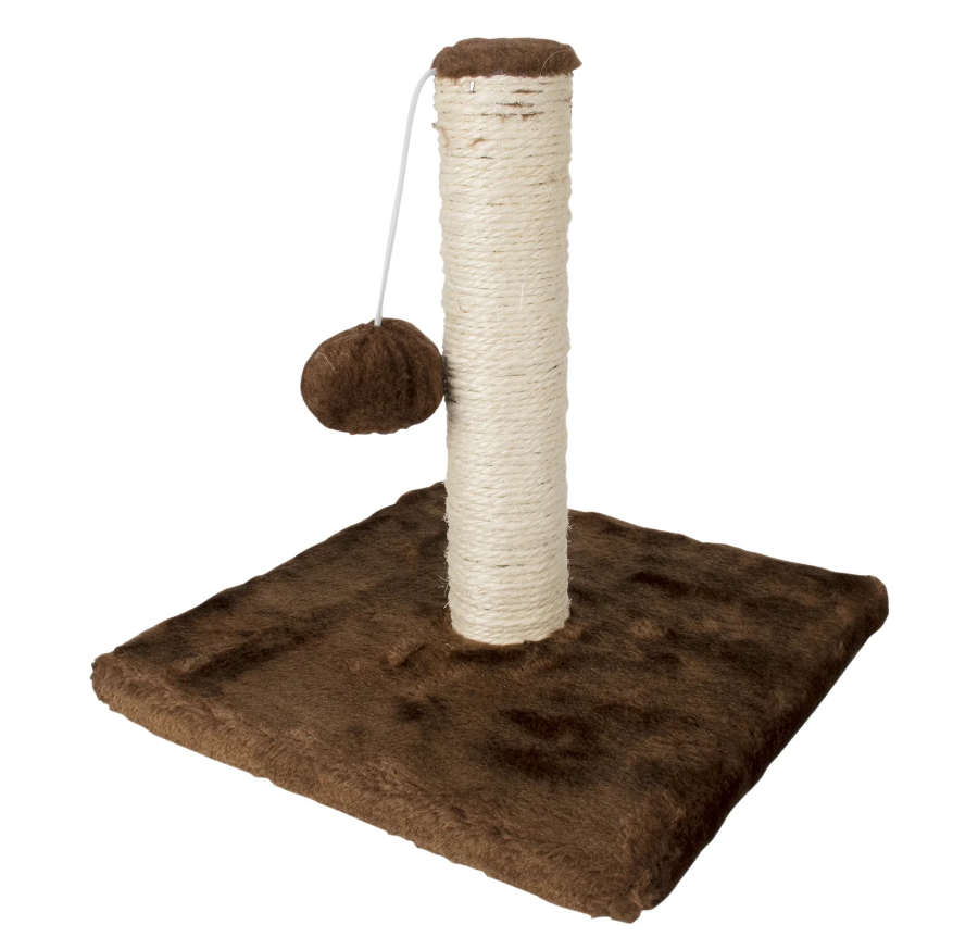 Tiragraffi a Colonna per Gatti con Corda in Sisal e Pallina Gioco Base Ampia e Stabile MDF Poliestere Sisal h23x25x25 cm