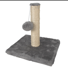 Tiragraffi a Colonna per Gatti con Corda in Sisal e Pallina Gioco Base Ampia e Stabile MDF Poliestere Sisal h23x25x25 cm