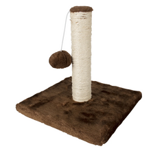 Tiragraffi a Colonna per Gatti con Corda in Sisal e Pallina Gioco Base Ampia e Stabile MDF Poliestere Sisal h23x25x25 cm