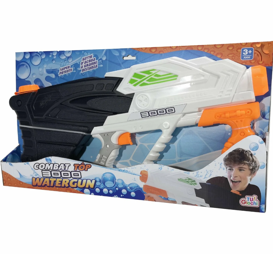 TuGiochi Fucile spara acqua Combat Top 3000 59*20*5CM Super potente con getto d'acqua a grande distanza per bambini di 3 anni in su
