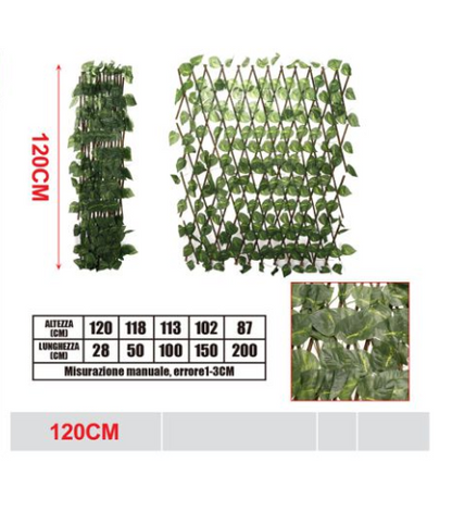 Artificial Hedge with Extendable Wooden Trellis Il Gruppone 120cm