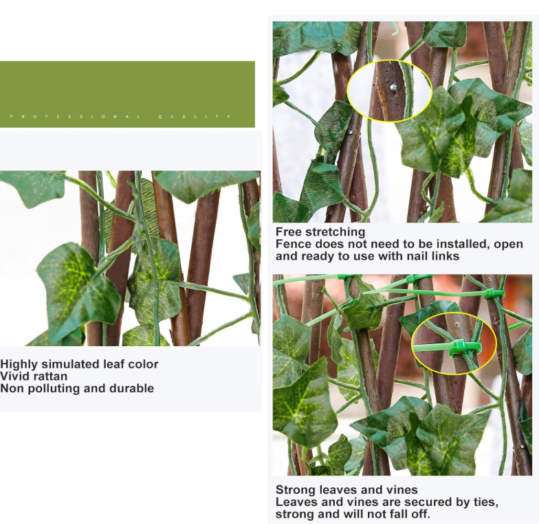 Artificial Hedge with Extendable Wooden Trellis Il Gruppone 120cm