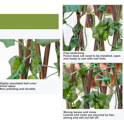 Artificial Hedge with Extendable Wooden Trellis Il Gruppone 120cm