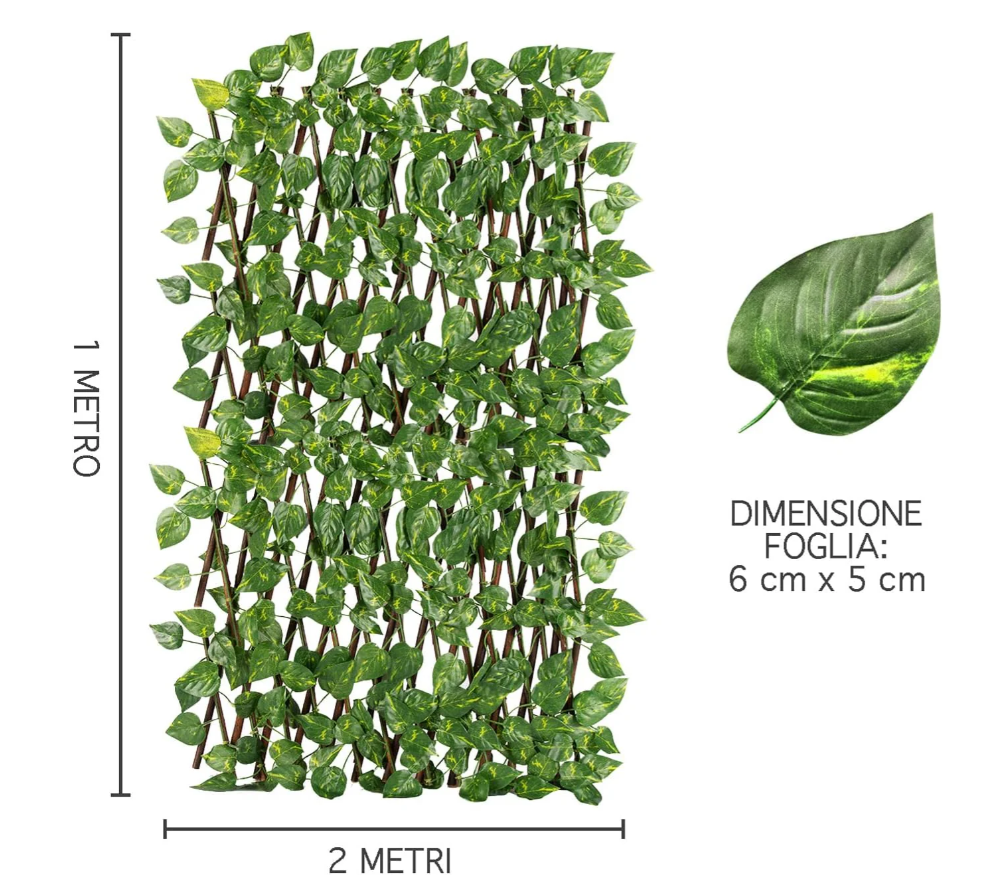 Artificial Hedge with Extendable Wooden Trellis Il Gruppone 120cm