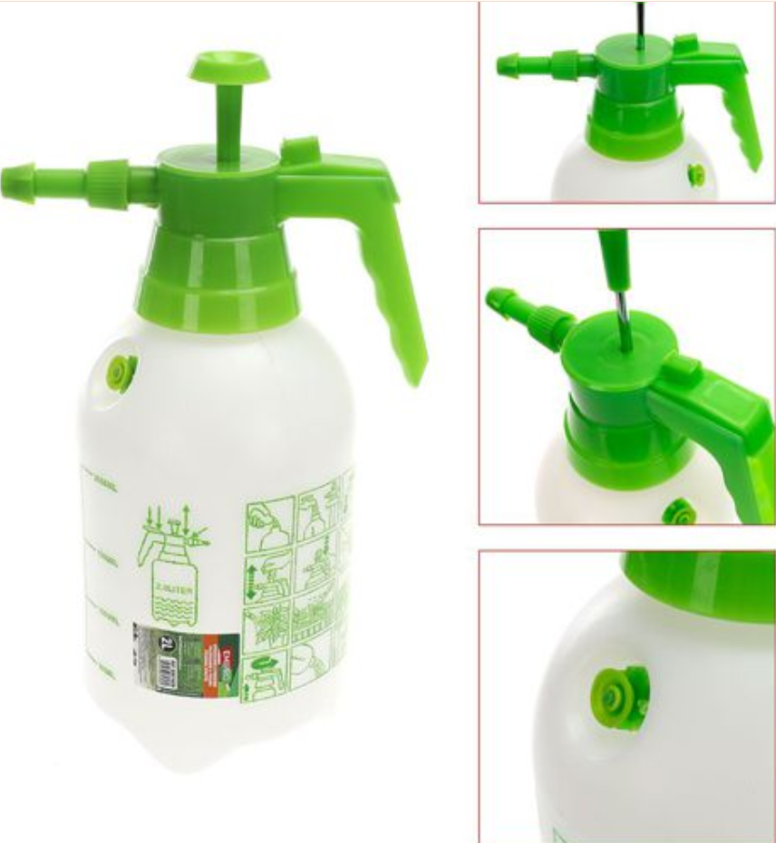 Spruzzatore a Pressione da 2 L, Ugello Regolabile, Nebulizzatore Acqua e Diserbante, da Giardino, Bianco Verde