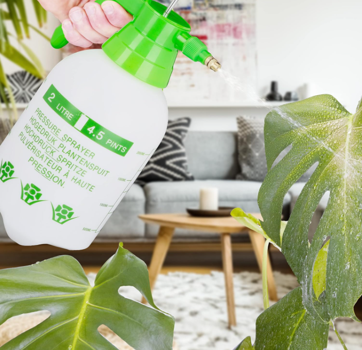 Spruzzatore a Pressione da 2 L, Ugello Regolabile, Nebulizzatore Acqua e Diserbante, da Giardino, Bianco Verde