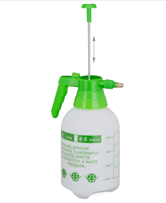 Spruzzatore a Pressione da 2 L, Ugello Regolabile, Nebulizzatore Acqua e Diserbante, da Giardino, Bianco Verde