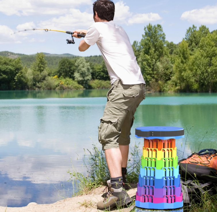 Sgabello pieghevole portatile, sgabello da campeggio regolabile, leggero, regolabile, durevole, carico massimo 120 kg, 24*H40 adatto per attività all'aperto, pesca, viaggi, barbecue