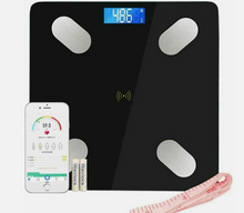 Bilancia Smart in Vetro Bluetooth con Tecnologia Bluetooth e Vetro Temperato Nero Portata 180 kg Display LCD 4 Sensori Analisi Benessere Ultra Sottile 2,2 cm