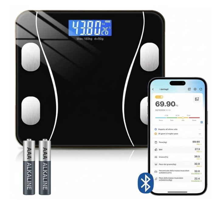 Digital Bluetooth electronic bathroom scale glass 180 kg capacity