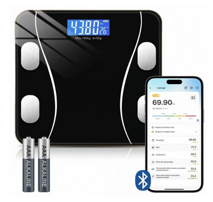 Digital Bluetooth electronic bathroom scale glass 180 kg capacity