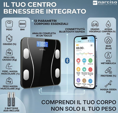 Digital Bluetooth electronic bathroom scale glass 180 kg capacity