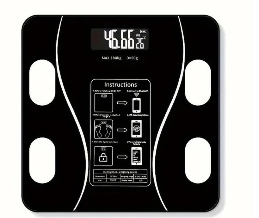 Digital Bluetooth electronic bathroom scale glass 180 kg capacity