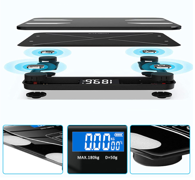 Digital Bluetooth electronic bathroom scale glass 180 kg capacity