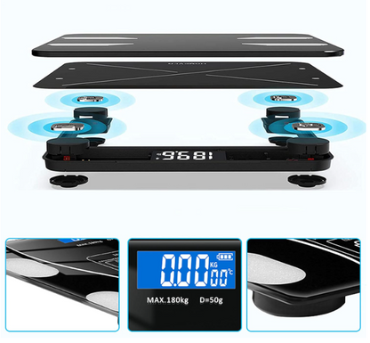Digital Bluetooth electronic bathroom scale glass 180 kg capacity