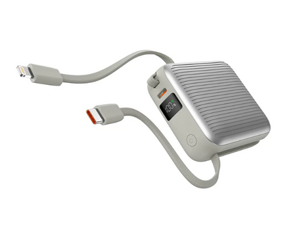 MINI Power Bank 10000mAh - Built-in Cables and 22.5W Fast Charging Mini Portable and Elegant Solution for Your Battery Charged Anywhere Without Messy Cables