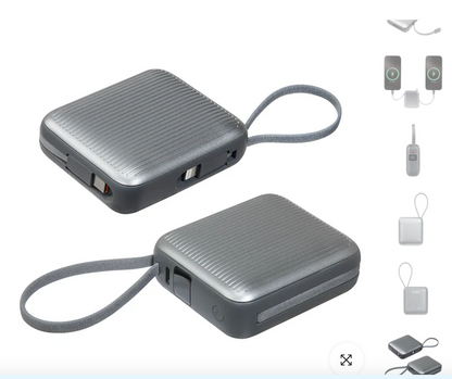 MINI Power Bank 10000mAh - Built-in Cables and 22.5W Fast Charging Mini Portable and Elegant Solution for Your Battery Charged Anywhere Without Messy Cables