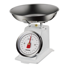 Bilancia da cucina analogica Silvano, bilancia alimentare multifunzione, design retrò, alta precisione, capacità massima di 30 kg, ciotola in acciaio inox inclusa, pulizia semplice