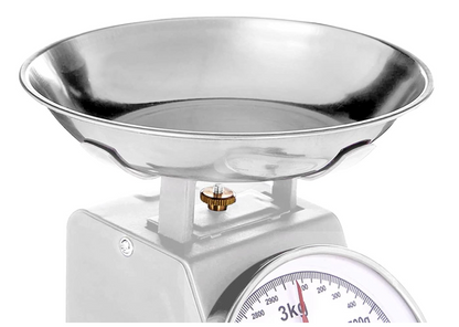 Bilancia da cucina analogica Silvano, bilancia alimentare multifunzione, design retrò, alta precisione, capacità massima di 30 kg, ciotola in acciaio inox inclusa, pulizia semplice