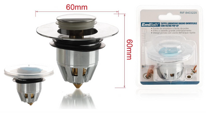 Tappo Lavandino Bagno Cucina, Pop Up Click Clack, Universale Per Foro Scarico 34-42mm