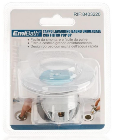Tappo Lavandino Bagno Cucina, Pop Up Click Clack, Universale Per Foro Scarico 34-42mm